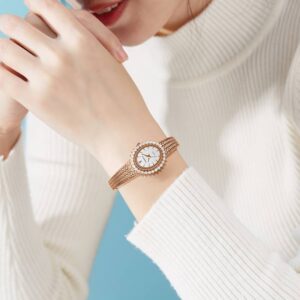 ROERDUM Sunflower Collection - Gold-Tone Bracelet ，Grey Diamond-Accented Dial ，Casual Chic Ladies' Quartz Watch - Herrensc...