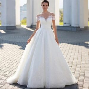 Women's Clothing One Shoulder Light Wedding Dress Bride Main Veil Lace Outing Veil Small Tail - Damenbekleidung