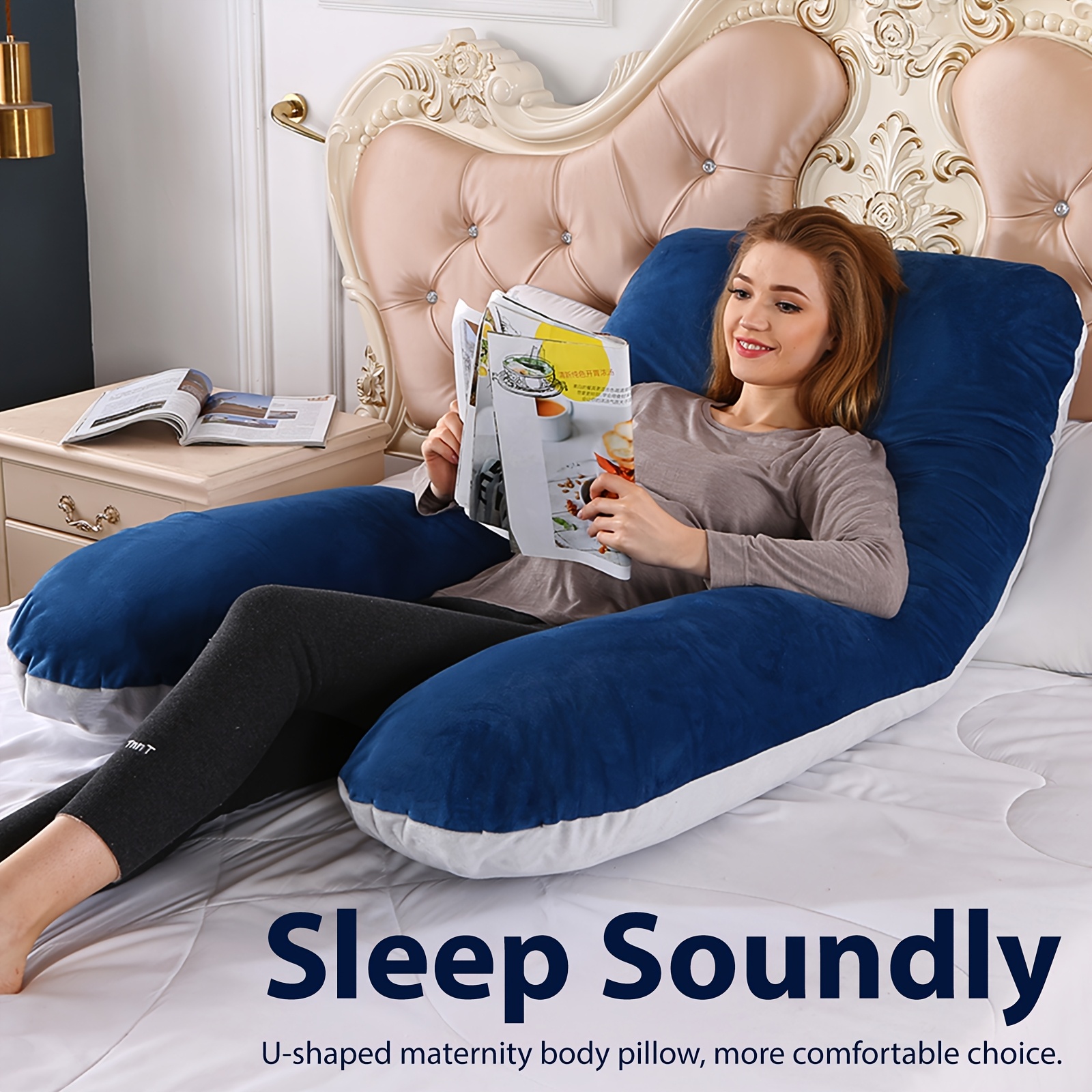 U-Shaped Maternity Pillow For Back, Neck, And Leg Support – Soft, Portable, And Comfortable Polyester Pregnancy Pillow For...