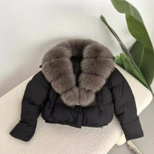 Women's Clothing short fashionable warm down jacket small size stylish oversized real fox fur collar coat - Damenbekleidung