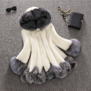 Women's coat medium length hooded fox fur fur mink coat - Damenbekleidung | Technik & Gadgets