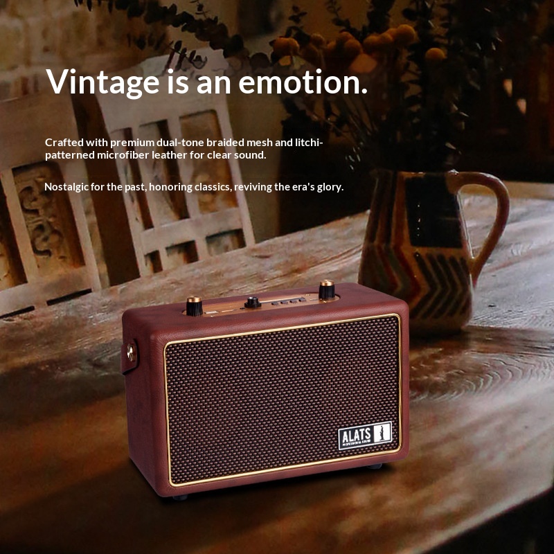 ALATS Portable Small Retro Wooden Bluetooth Wireless Speaker Sound Quality High Power Card Insertable USB Flash Drive - Co...