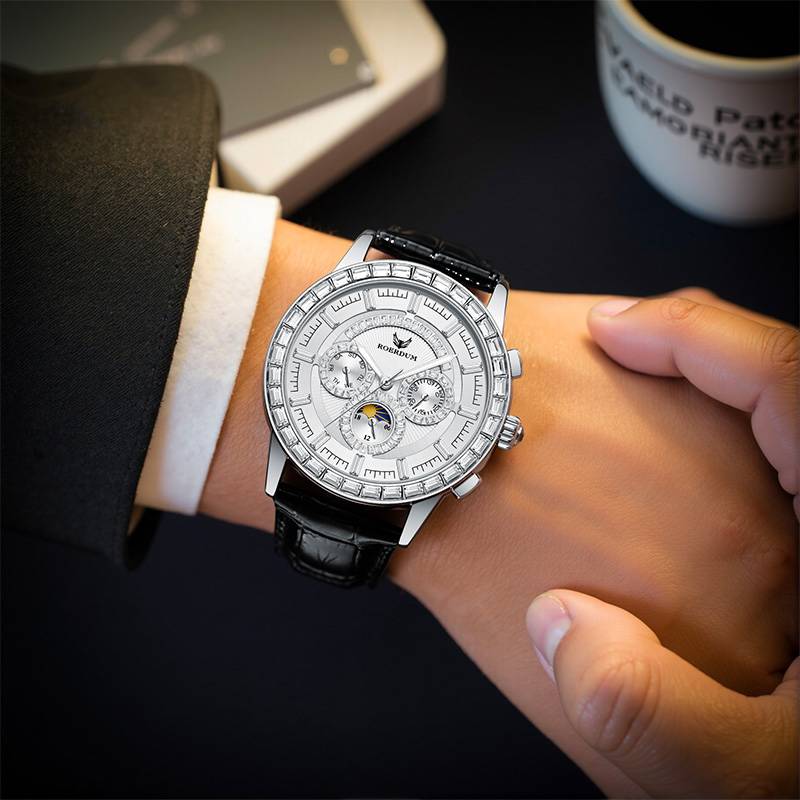 ROERDUM Master Cool Play Series- Big Three Eyes Luminous Waterproof White Dial Business Trend Men's Watch Mechanical Watch...