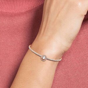 Swarovski Sparkling Dance Bangle In White In Rose Gold