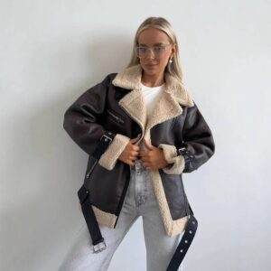 Autumn And Winter New Women's Suede Fur All-in-one Motorcycle Jacket Jacket Women's Top M258 - Damenbekleidung