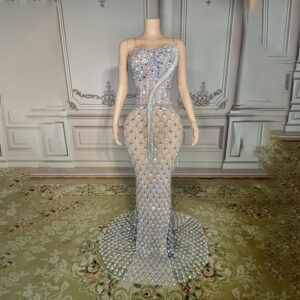Women's Clothing Sparkling Diamond Sling Sleeveless Backless Sexy Elegant Fishtail Luxury Dress - Damenbekleidung
