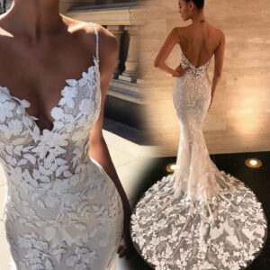women's Wedding dress 2024 summer new one-shoulder foreign trade wedding dress large skirt leaking back lace foreign trad...