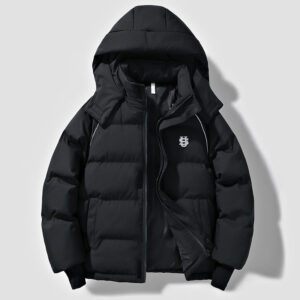 Men's Clothing Couple Cotton Padded Winter Hooded Loose Versatile US Embroidered Solid Color Windproof And Cold Resistant ...