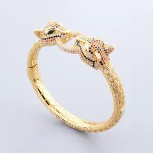 new fashion gold two Leopard sier bangle bracelets for girls women daughter mom Fashion unisex jewelry designer Women - Ge...