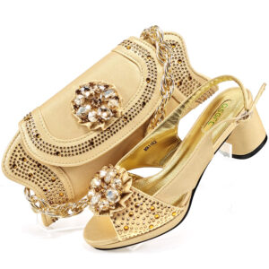 Women's shoe bag set open toe design exquisite big diamond buckle embellished fashion simple banquet style shoe bag - Schuhe