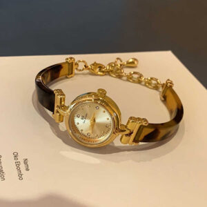 Women's Wristwatch Elegant Tortoiseshell Amber Fashion Vintage Golden Bracelet Chain Quartz Watch Women Gift - Herrenschmuck