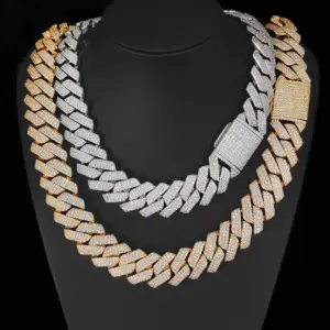 25MM Necklace Designer Jewelry Cuban Link Moissanite Chain Custom Iced Out Pass Diamond Test Hip Hop Chains for Men
