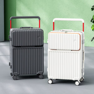 Multi-function Luggage Wide Pull Rod Front Opening Boarding Password Box Multi-wheel Travel Password Box - Taschen