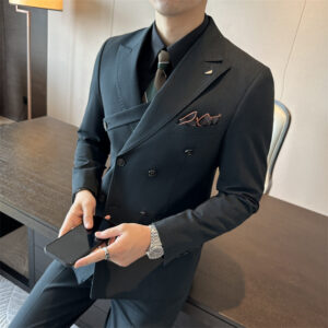 3pcs men's clothing coffee color double breasted slim suit blazer sets - Herrenbekleidung | Technik & Gadgets