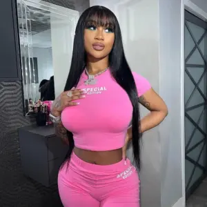 Straight Human Hair Wigs With Bangs Brazilian Virgin Non Lace Front Glueless Machine Made For Women - Haircare Products
