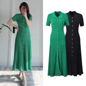 Women's Clothing temperament elastic slim fit single breasted knitted long dress - Damenbekleidung | Technik & Gadgets