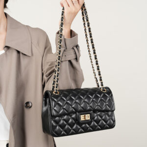Top Layer Cowhide Bag Cowhide Chain Fashion Diamond Bag Shoulder Messenger Bag Genuine Leather Small Square Bag - Taschen