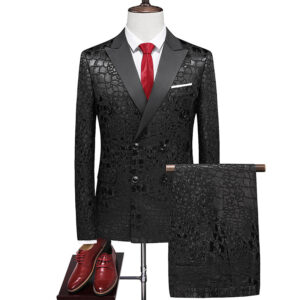Men's Clothing 2024 New Professional Large-Size Suits, Two-Piece Suits, Trousers Suits, Foreign Trade Cross-Border Black S...