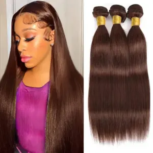 Chocolate Brown Human Hair Bundles Color 4 Brazilian Virgin Straight Hair Bundles - Haircare Products | Technik & Gadgets