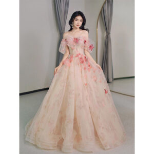 Women's Clothing three dimensional flowers [Her Highness Rose] toast dress bride banquet fairy puffy skirt evening dress f...