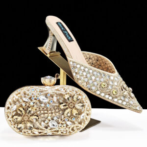 Women’s Shoes ladies pointed high heel slippers shoe bag set goose egg shaped clutch sexy style banquet or daily - Schuhe