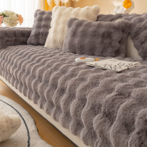 Rabbit Plush Warm Plush Sofa Cushion Winter Thick Non Slip CusAhion Leather Sofa Cover Cover Cloth New - Waschen & Reinigen