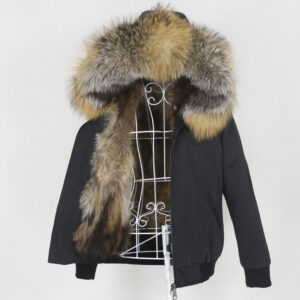 Women's Clothing new style parka thickened raccoon fur lining detachable real fox fur large fur collar jacket fur coat - D...
