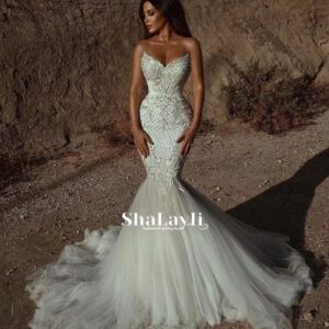 Women's Clothing Wedding dress fishtail bride new tube top fluffy long tail temperament lawn wedding welcome out yarn - Da...