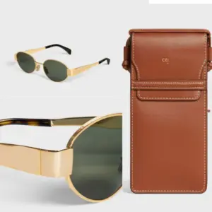 Womens Triomphe Oval 40235 Metal Mirror Legs Green Lens Sunglasses Retro Small Round Frame Sexy Little Women with - Herren...