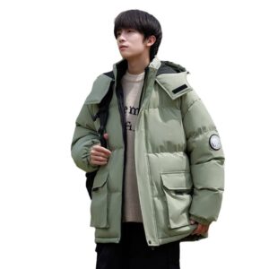 American Style Detachable Hooded Down Cotton Jacket, Men's Winter Fashion Brand Warm And Cold Resistant Cotton Jacket, Cot...