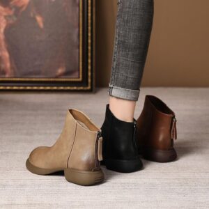 【 All Cowhide 】 Genuine Leather Western-style Short Boots For Women In Autumn And Winter 2023. Soft Soles, Pure Handmade -...
