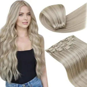 LaaVoo Remy Hair Extensions Clip Human 12-24inch Real Natural Straight Double Weft 80G&105G - Haircare Products