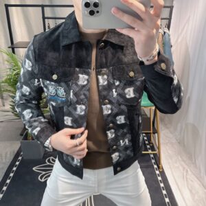 2025 Spring And Autumn New Fashionable Personality Patchwork Design Workwear Jacket Men's Embroidery Trend - Herrenbekleidung