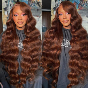 Chocolate Brown Body Wave Lace Front Wigs Human Hair 32 30 Inch 13x4 HD Lace Frontal Wig Human Hair Wigs Preplucked - Hair...