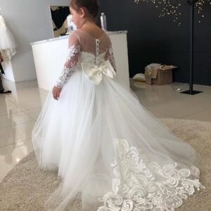 Kid's Clothing Children's Fluffy Princess Dress Baby Girl Flower Girl Wedding Dress Little Girl Trailing Lace Dress - Kind...