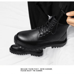 Mens Work Black Duty Combat Army Safety Boots Waterproof Genuine Leather Lace Up Site Tactical Security - Schuhe