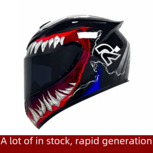 Cross-border in stock Helmet Full Helmet Men's and Women's National Tide Four Seasons Scooter Motorcycle Riding Racing Bla...