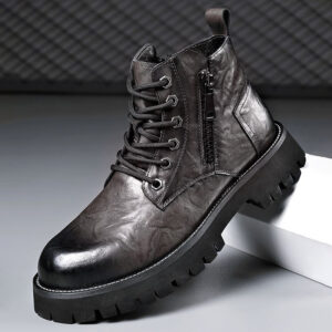 2025 New Men's High-Top Leather Boots Versatile Lace-Up Work Boots Martens Boots - Schuhe | Technik & Gadgets