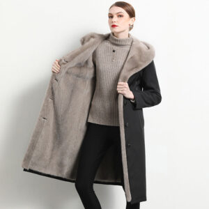 Mid-Length Mink Coat – Vegan Fur-Lined Hooded Jacket With Fleece Lining (M-4XL, Black) - Damenbekleidung | Technik & Gadgets