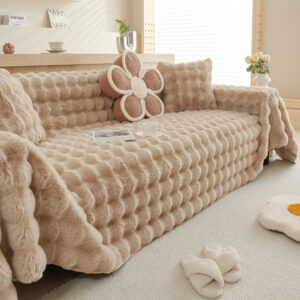 Unisex Winter rabbit plush sofa towel cover winter thick non slip sofa cover new style cushion - Waschen & Reinigen