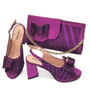 Women's Shoes Shoe And Bag Set Combination: Fish Mouth High Heels With Square Clutch (soft) + Rhinestone Flower - Schuhe