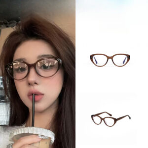 2025 Autumn/Winter New Melard Acetate Orange Black Frame Cat Eye Glasses For Women, Blocking Blue Light. - Herrenaccessoires