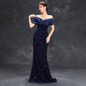 Women's one-shoulder evening dress new slim fishtail sexy temperament party dress skirt - Damenbekleidung