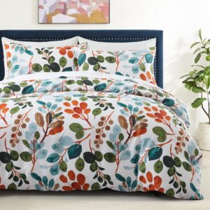 Fresh Flowers, Leaves And Branches Quilt Cover Duvet Cover Bedding Three Piece Set In Soft Polyester - Milled Velvet Textu...