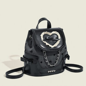 Heart-Shaped Polka Dot Bow Women's Bag Small Backpack Fashionable And Versatile - Taschen | Technik & Gadgets