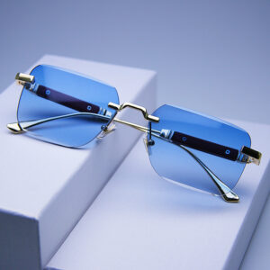 New Fashion Square Frame Men's UV400 Sunglasses Rimless Casual Metal Versatile Sun Protection - Herrenaccessoires