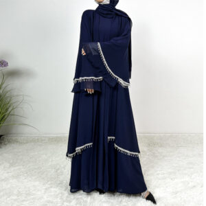 Women's Clothing New Chiffon Diamond Stripe Big Trumpet Sleeve Long Skirt Robe Dress Female Cardigan Suit National Costume...