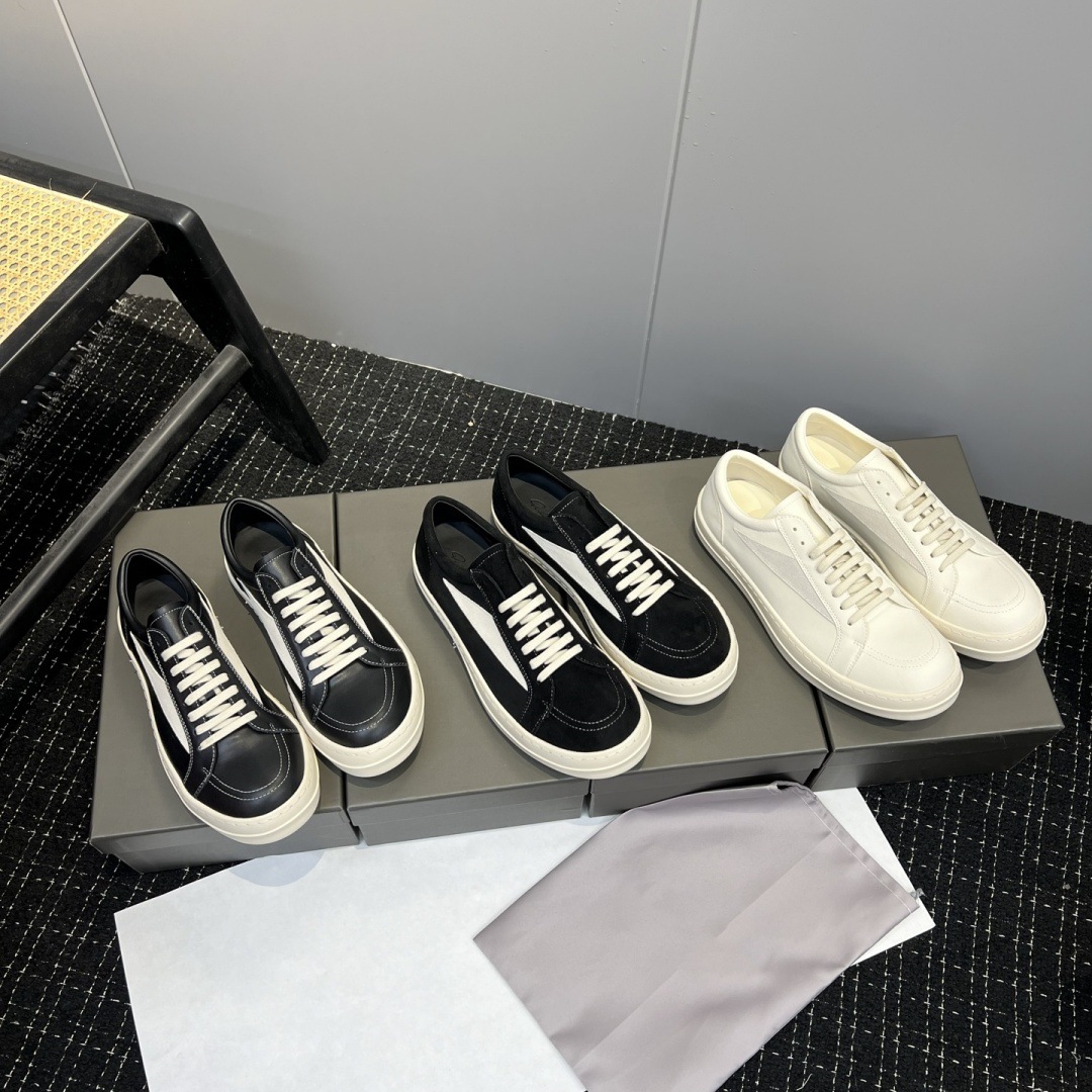 Deckenqualität RO Echtes Leder Low-Top-Schuhe für Männer Dickbesohlte Schwarz-Weiß-Schnürschuhe Dark Street Style Casual -...
