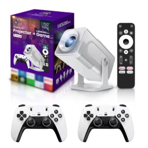 HCS350Max Game Console Projector Upgraded White Home Theater Voice Control Portable Beamer 720P Native With Simulator - Co...
