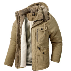 Men's Thicken Parkas Warm Winter Jacket Cashmere Fleece Coats Military Outdoor Cotton-Padded Male Windbreaker Hooded - Her...